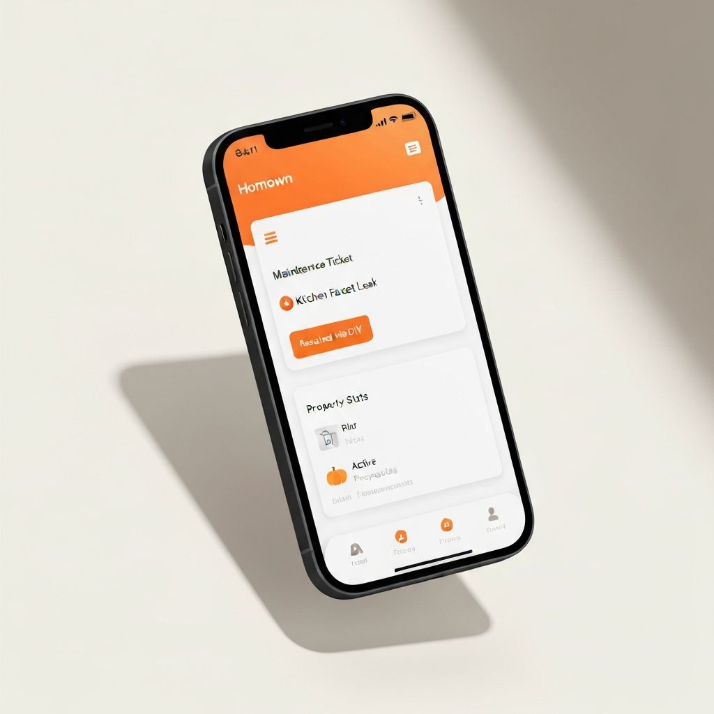 Homown App Dashboard showing a resolved maintenance ticket